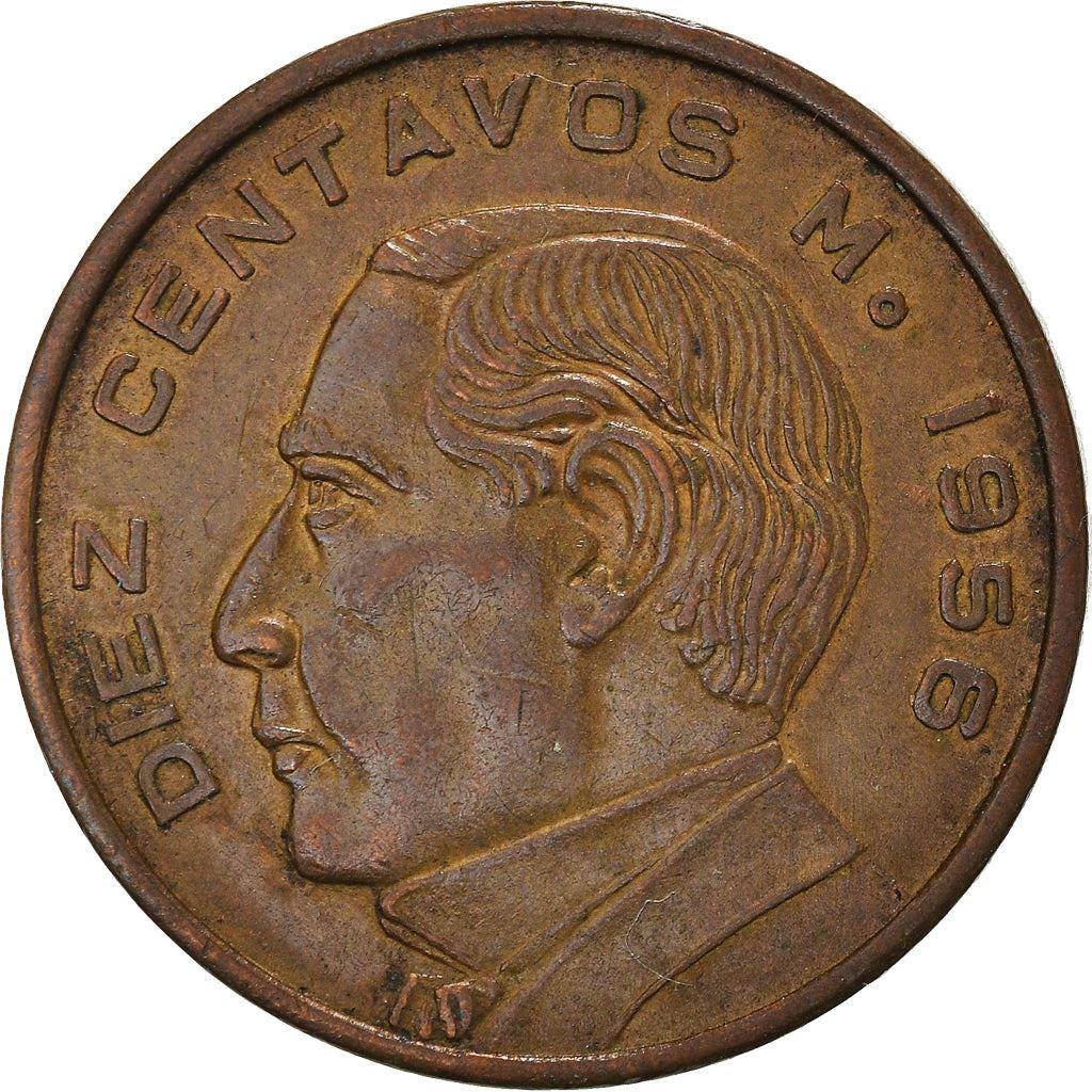 メキシコ 10 センタボス |ベニート・フアレス |メキシコのコイン 1955