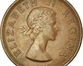 南アフリカ 1ペニー硬貨 | エリザベス2世初代肖像 | KM46 | 1953