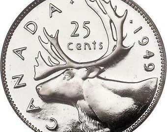 カナダ 25セント硬貨 | ジョージ6世 | トナカイ | 1948年 - 1952年