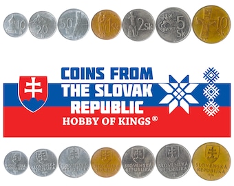 Slovak 7 Coin Set 10 20 50 Halierov 1 2 5 10 Korún | Devín Castle | Belfry | Kriváň | Madonna With Child | Venus | Slovakia | 1993 - 2008