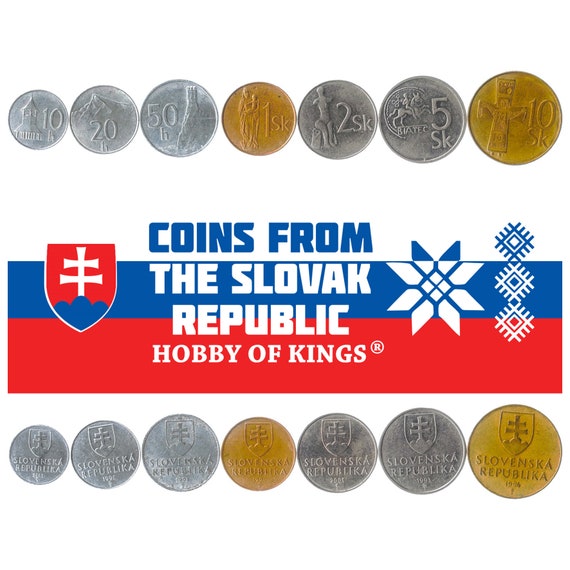 Slovak 7 Coin Set 10 20 50 Halierov 1 2 5 10 Korún | Devín Castle | Belfry | Kriváň | Madonna With Child | Venus | Slovakia | 1993 - 2008