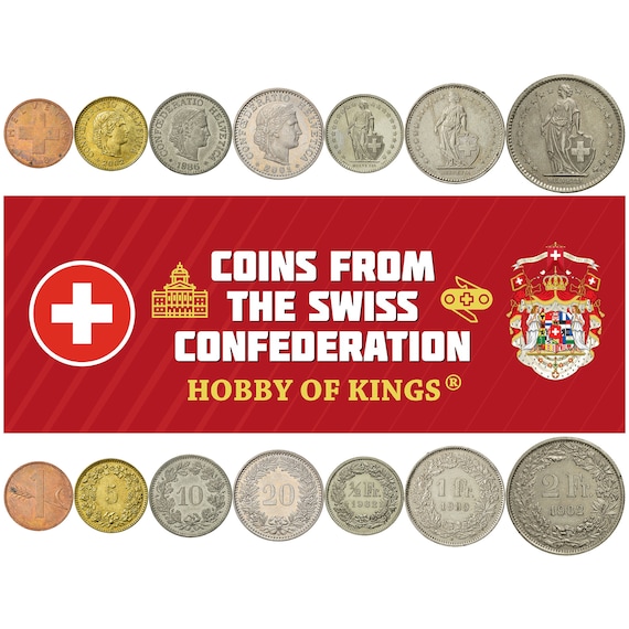 Swiss 7 Coin Set 1 5 10 20 Rappen 1/2 1 2 Francs | Wheat | Libertas | Helvetia | Switzerland | 1981 - 2023