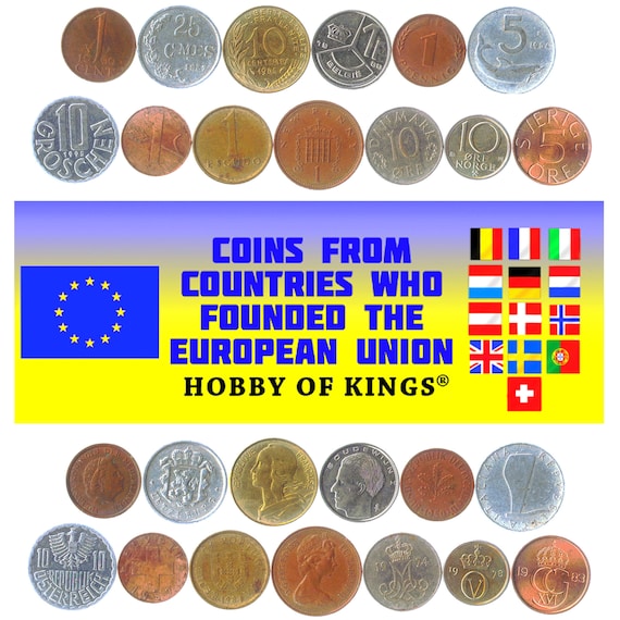 13 Different Old European Coins Countries Founded and Formed European Union Old Money Collection Empires Nations Mixed Denominations