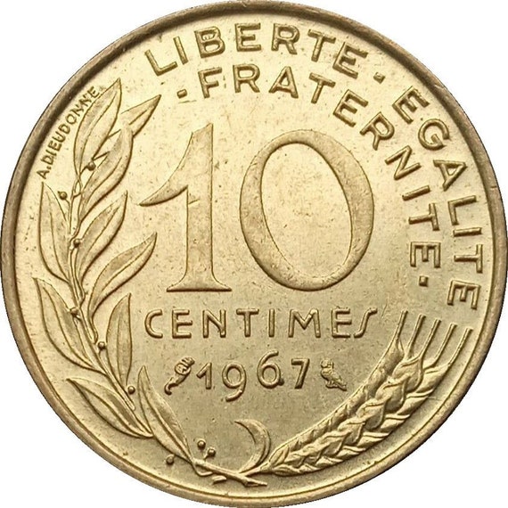 France 10 Centimes Coin 1962 - 2001 KM 929 | Circulated Collectible French Currency | Marianne Phrygian Liberty Cap