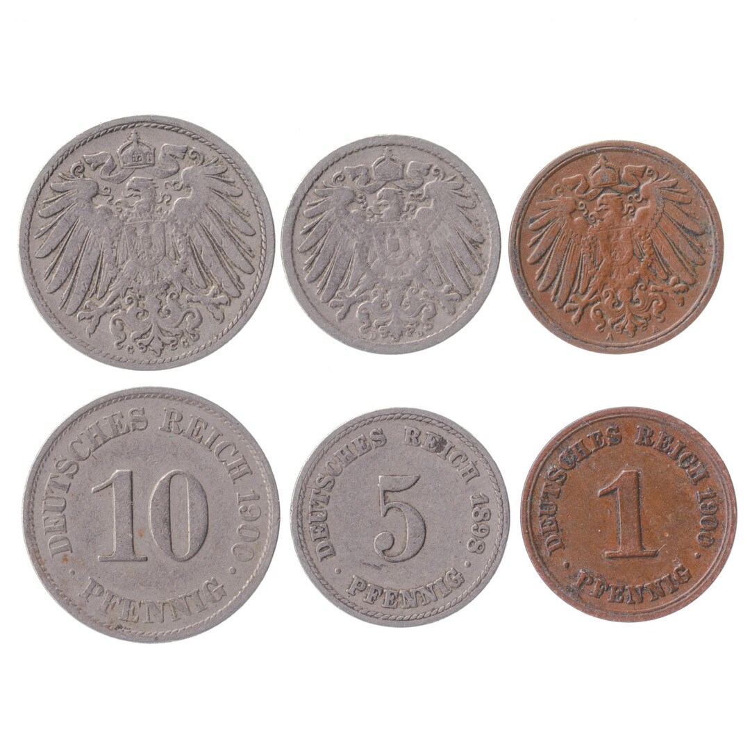 ドイツ帝国 3枚セット コイン 1 5 10 ペニヒ | インペリアルイーグル 