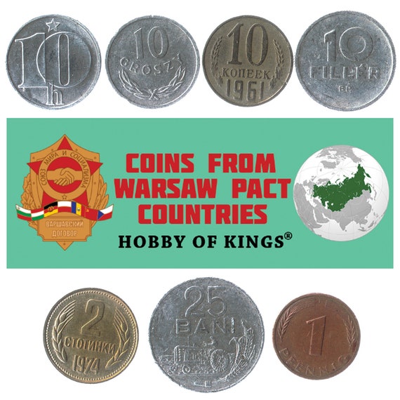 7 Different Coins From WARSAW PACT Countries In Cold Era Until 1991. Communist Collectible Money