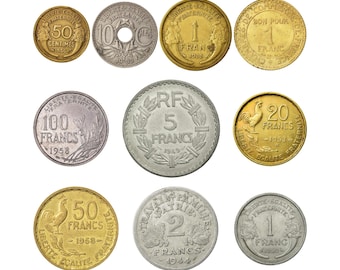 古いフランスの硬貨（フラン）の詰め合わせ - 貨幣学 - コレクション