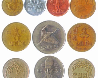 South Korean Coins 1 - 100 Won | Temple Geobukseon Turtle