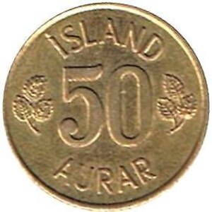 Icelander Coin Iceland 50 Aurar | Betula Pubescens Leaves | 1969 - 1974