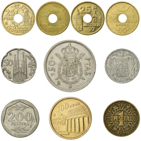 スペインのコインコレクション：10ペセタ硬貨（1940-1994年） - Etsy 日本