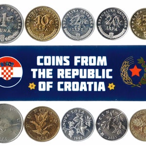5 Monete croate. Diverse monete dai Balcani. Valuta estera, denaro prezioso