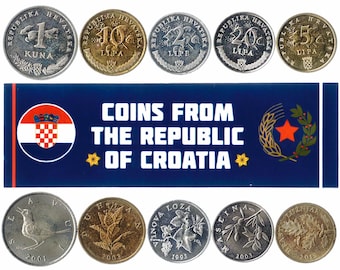 5 Croatian Coins. Different Coins From Balkans. Foreign Currency, Valuable Money