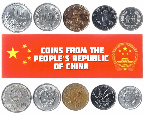 5 Chinese Coin Lot. Differ Collectible Coins From Asia. Foreign Currency