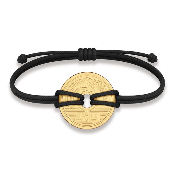 Lucky Japan 5 Yen Coin Bracelet: 18k Gold Plated Fortune Wristband