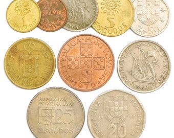 10 Monedas de Portugal: Escudos, Barcos y Brújula Náutica