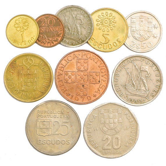 10 Portugal Coins: Escudos, Ships, and Nautical Compass