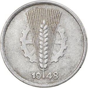 Socialist Germany 5 Pfennig Coin | Wheat Ear | Toothed Wheel | KM2 | 1948 - 1950