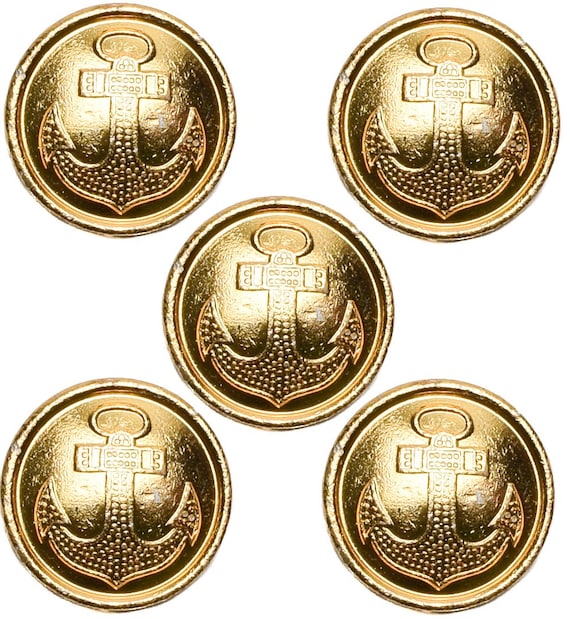 5 Buttons From The Soviet Union Army. Gold Anchor Navy, Marine Uniform 22mm