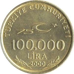 Turkish Coin Turkey 100 000 Lira | Mustafa Kemal Ataturk | 1999 - 2000