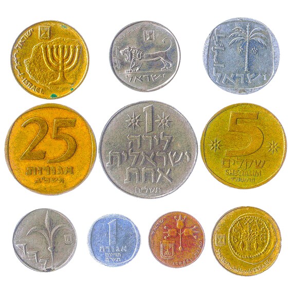 10 Israeli Coins Different Collectible From Middle East. Foreign Currency, Money from Israel: Sheqalim, Sheqel, Sheqalim, Lira, Prutah