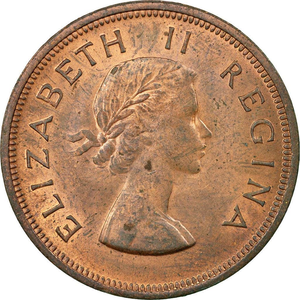 South Africa 1 Penny Coin | Elizabeth II 1st Portrait | KM46