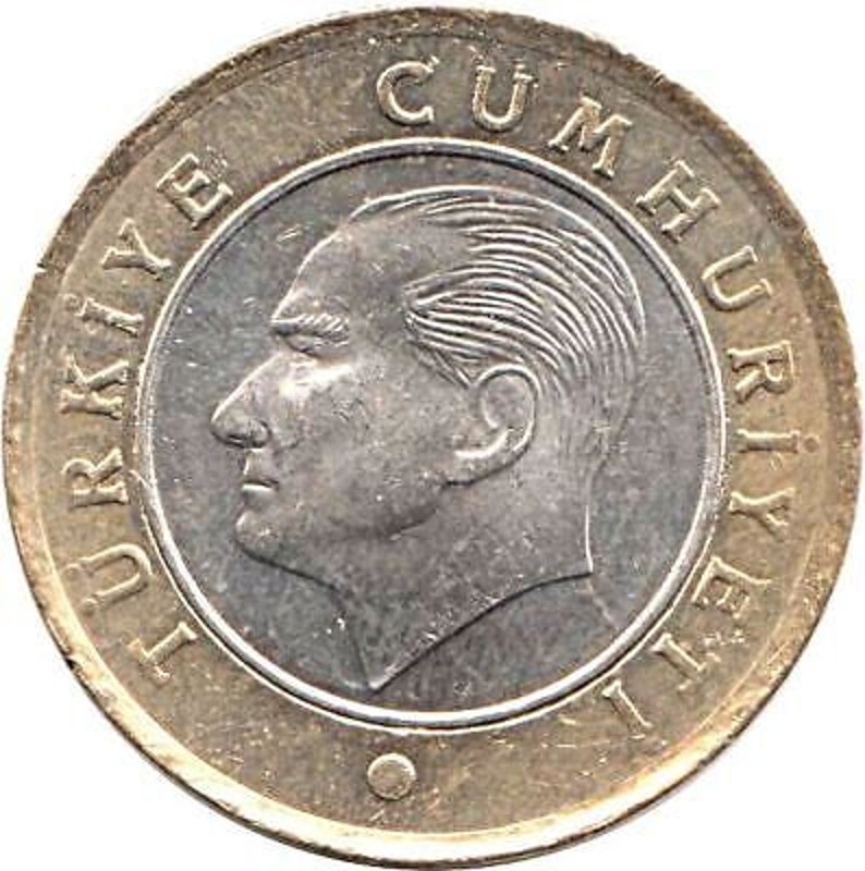 Moneda turca Turquía 1 Lira / Mustafa Kemal Ataturk / Estrella de la Luna / 2009 2021 imagen 1