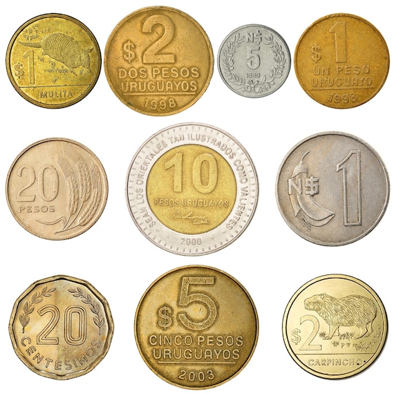 Uruguay Coins Set | Pesos Centesimos | Mixed South American Currency | Old Collectible Money | Cougar Horse Coral Flower Sun 1968 - Now
