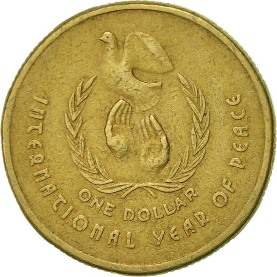 オーストラリア硬貨 1ドル | エリザベス2世 | 国際平和年 | 1986年