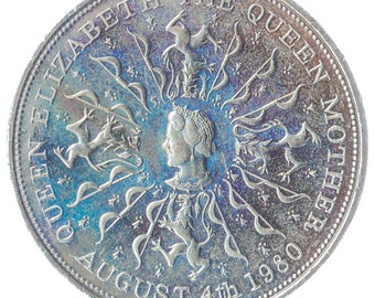1980年英国クラウンコイン：エリザベス2世女王80歳の誕生日、白銅貨
