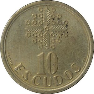 Portuguese Coin Portugal 10 Escudos | Stained Glass Window | Knot | 1986 - 2001