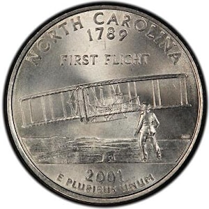 amerikanisch | Vereinigten Staaten Quarter Dollar | Nordcarolina | Gebrüder Wright | 2001