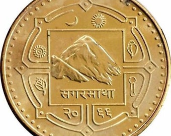 Moneda Nepalí Nepal 1 Rupia / Monte Everest / Montañas / 2007 - 2009