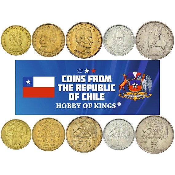 Chile Coin Set: 10-50 Centesimos, 1-5 Escudos (1971-1972)
