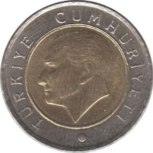 Moneda turca Turquía 50 Kurus / Ataturk / Puente del estrecho del Bósforo / 2009 - 2021