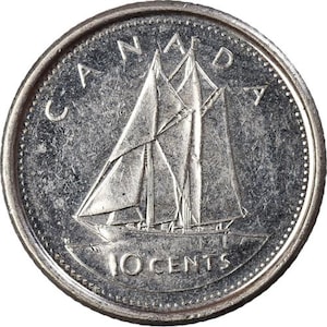 Canadian Coin Canada 10 Cents | Golden Jubilee | Bluenose Racing Ship | 2002