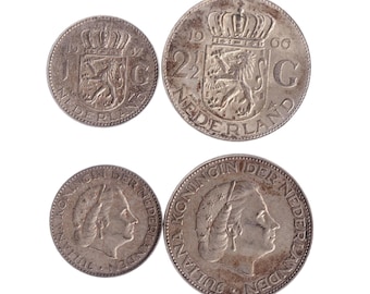 60 年代と 70 年代の古いギルダー紙幣のセット、懐かしいオランダの