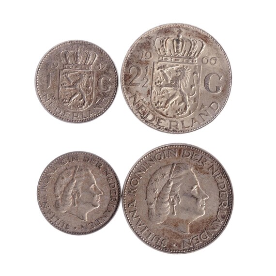 Netherlands 2 Coin Set 1 2.5 Gulden | Queen Juliana | Netherlands | 1954 - 1967