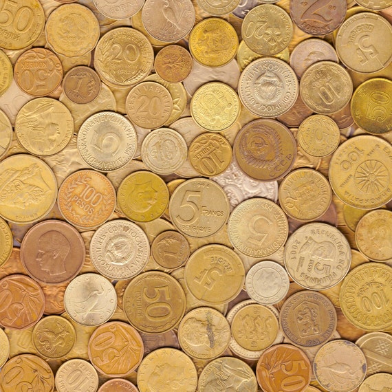 Brass Coins 1lb (454g.) More Than 100 Bronze Coins 1 Pound Collectible Coins