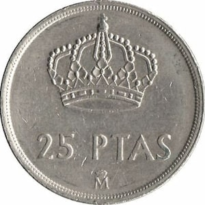 Spain 25 Pesetas - Juan Carlos I with mintmark Coin KM824 1982 - 1984
