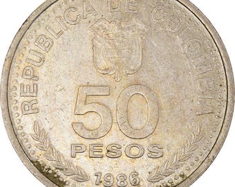 Moneda de 50 pesos de Colombia Constitución Nacional Capitolio