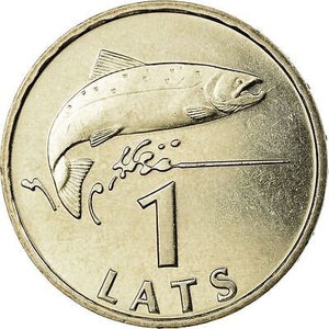 Latvian Coin Latvia 1 Lats Salmon Lion Griffin 1992 2008 image 7