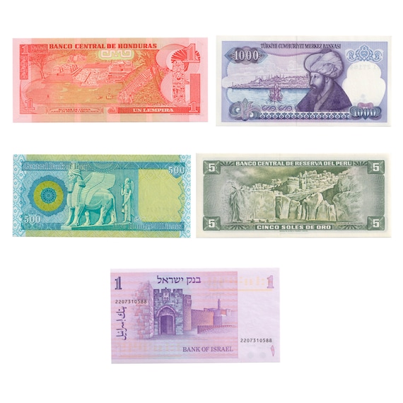 5 Banknotes Set | Ancient Cultures | Canaan | Ottoman Empire | Mesopotamia | Maya | Inca