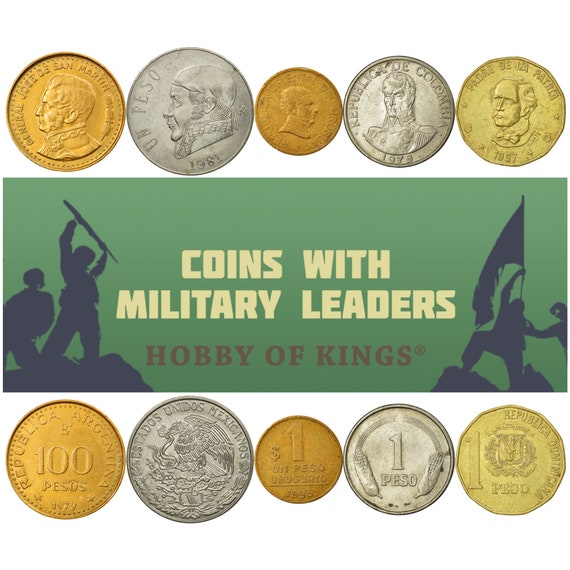 5 Coin Collection | Military Leaders of Latin America | National Heroes | Liberators | Army | Commanders | Independence | Nationhood