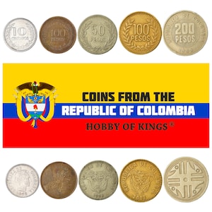 5 Colombia Coins | Mixed Colombian Currency | Centimos | Pesos | South American Money Collection