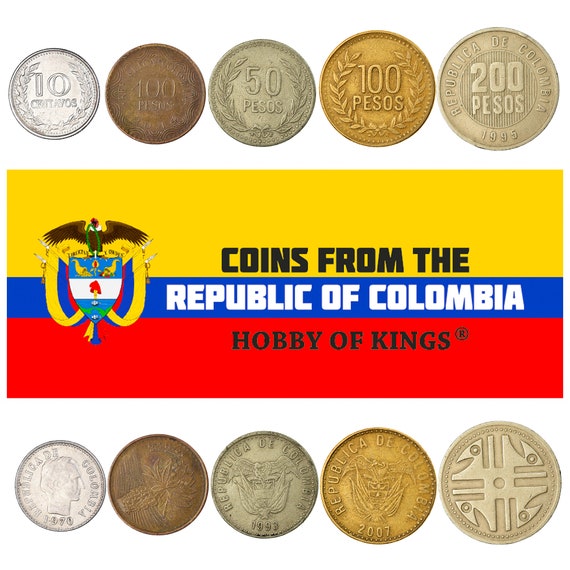 5 Colombia Coins | Mixed Colombian Currency | Centimos | Pesos | South American Money Collection