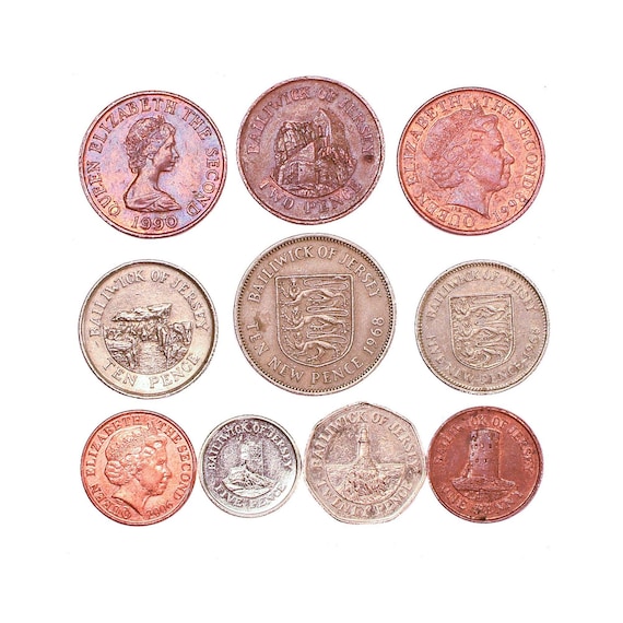 10 Jersey Coins | Penny | Shilling | Pence | Channel Island | Bailiwick of Jersey since 1957