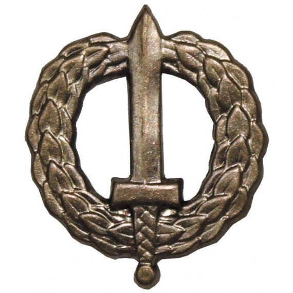 Czechoslovakian Army Brass Combined Arms Pins Insignia Sword Badges, Combat Pins