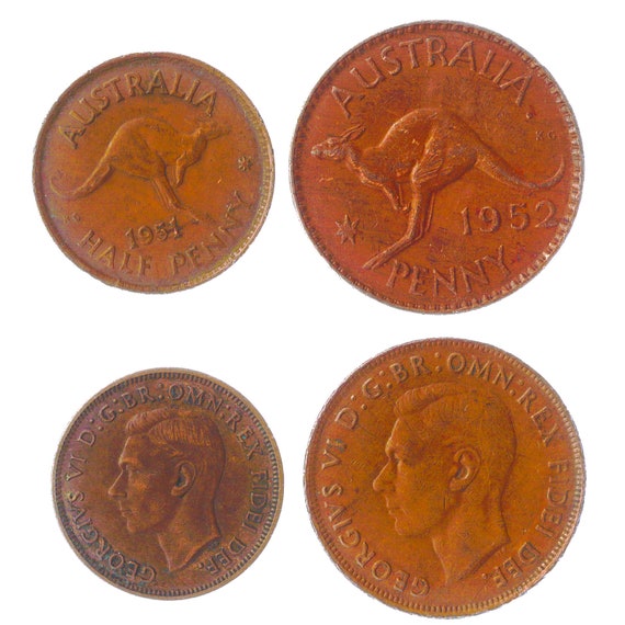 Australian 2 Coin Set 1/2 1 Penny | Kangaroo | George VI | 1938 - 1952
