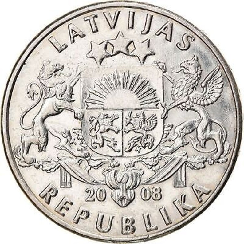 Latvian Coin Latvia 1 Lats Salmon Lion Griffin 1992 2008 image 9
