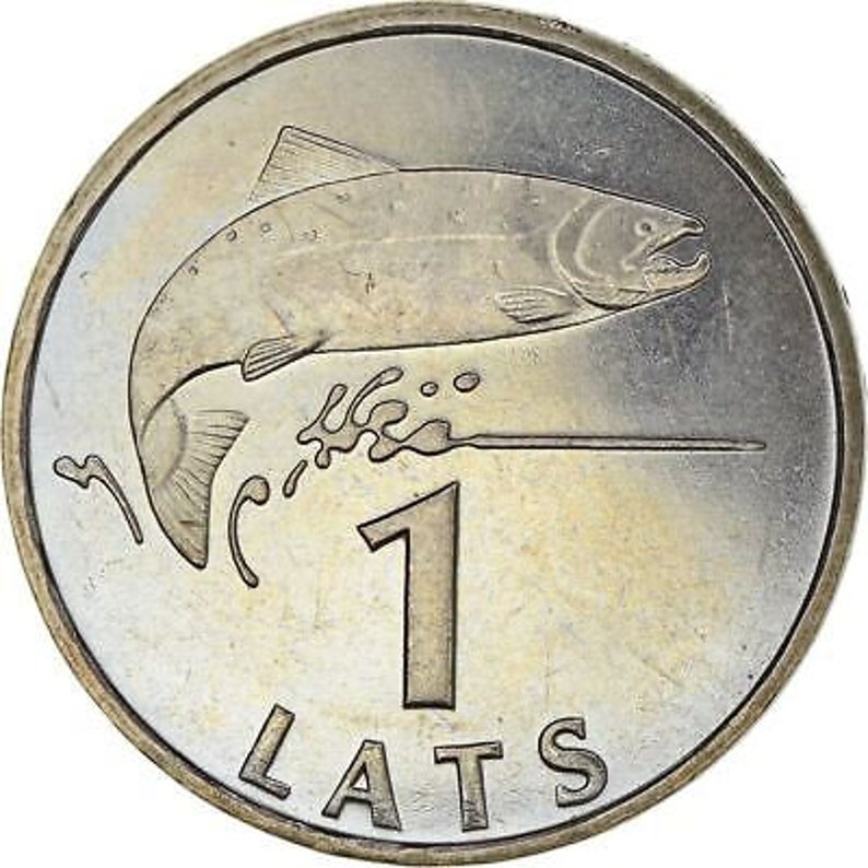 Latvian Coin Latvia 1 Lats Salmon Lion Griffin 1992 2008 image 6